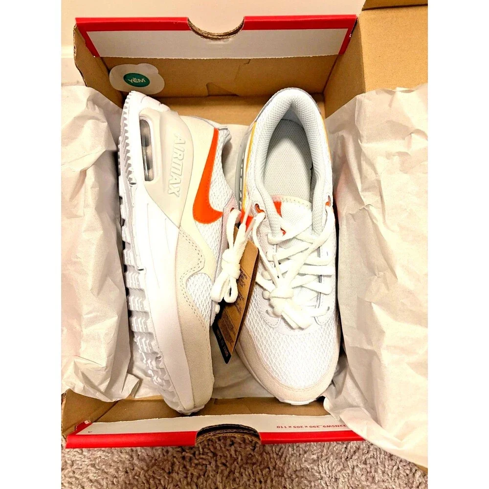 Nike Air Max SYSTM GS Kids Sz 4.5Y (W 6.5) Sneakers White/Orange New DQ0284-114 - Picture 3 of 5